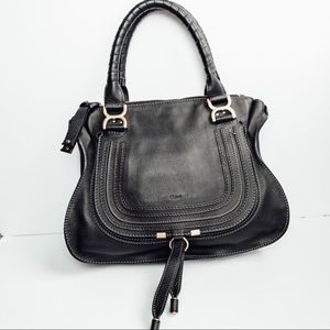 Chloe Marcie Top Handle Black Leather gold hardware EUC Grained Calfskin